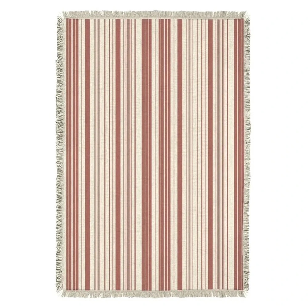 Mainstays Coral and Cream Striped Throw Blanket - Picture 3 of 7